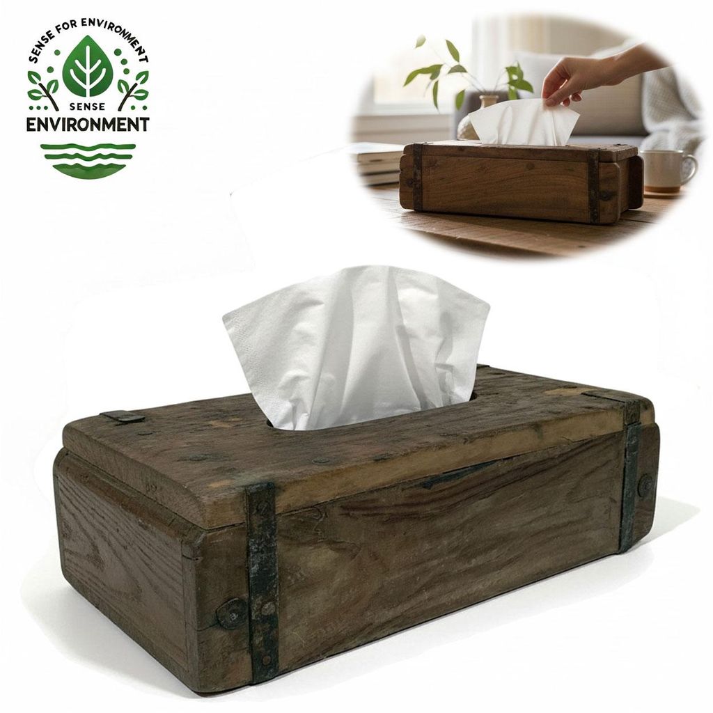 LS-LebenStil Tissue-Box Holz 31cm Braun Ziegelform Produktbild 