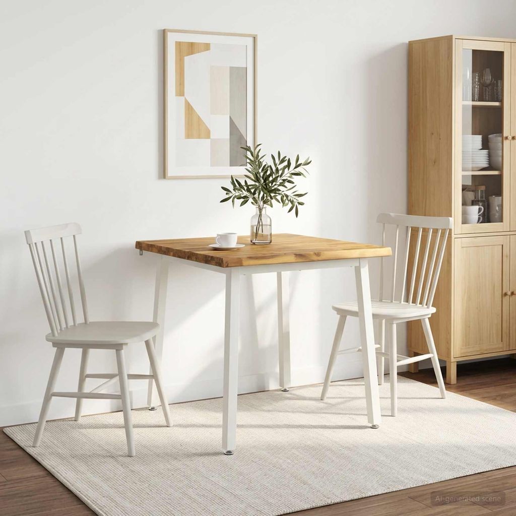 Möbel 60 x 55 x 75 cm Massivholz Akazie Weiß Rechtwinklig - Produktbild 