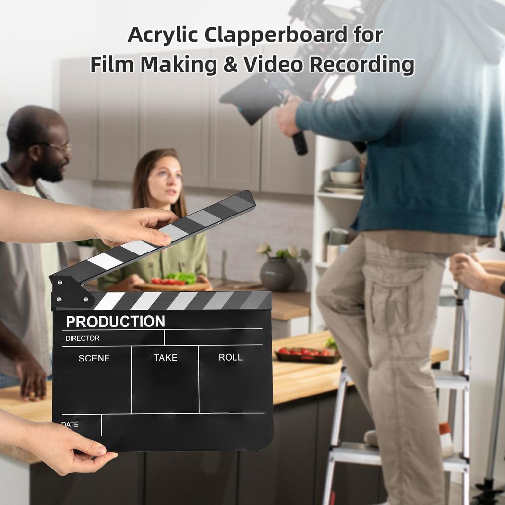 Filmklappe aus Acryl, Filmklappe, Filmregisseur, Schieferschnitt, Actionszene, Klapptafel, trocken abwischbar