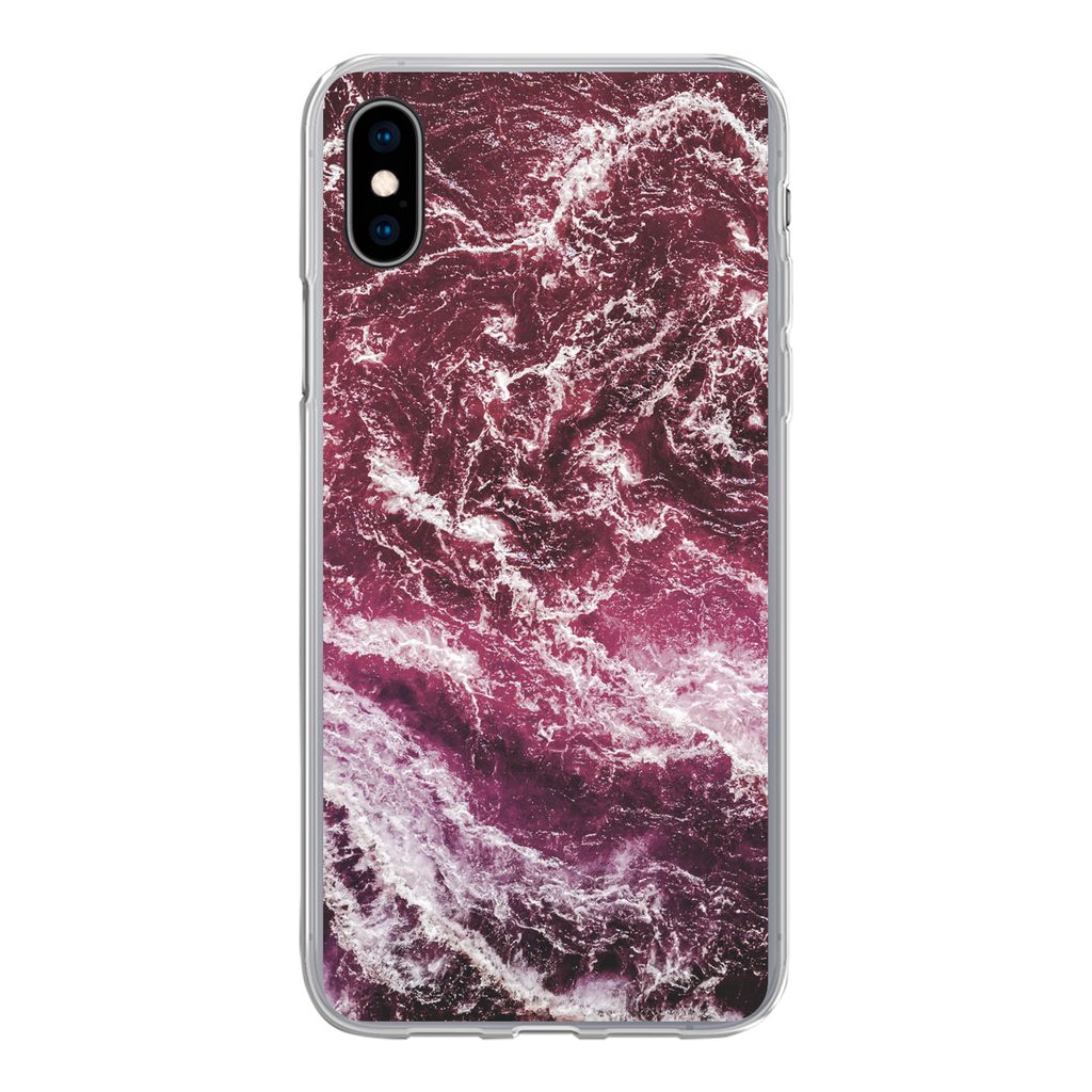 MuchoWow Handyhülle Schutzhülle Hülle für iPhone Xs Natursteine - Lila - Marmor Silikon Softcase Handy Hülle - Handytasche