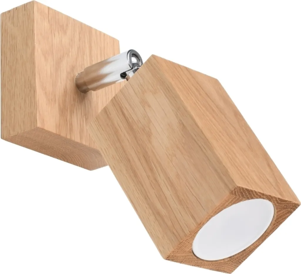 Kukko 1 Applique Murale en Chêne Naturel avec Spot Orientable GU10