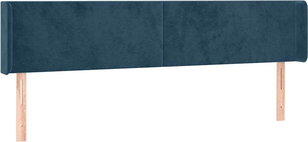vidaXL Kopfteil mit Ohren Dunkelblau 183x16x78/88 cm Samt