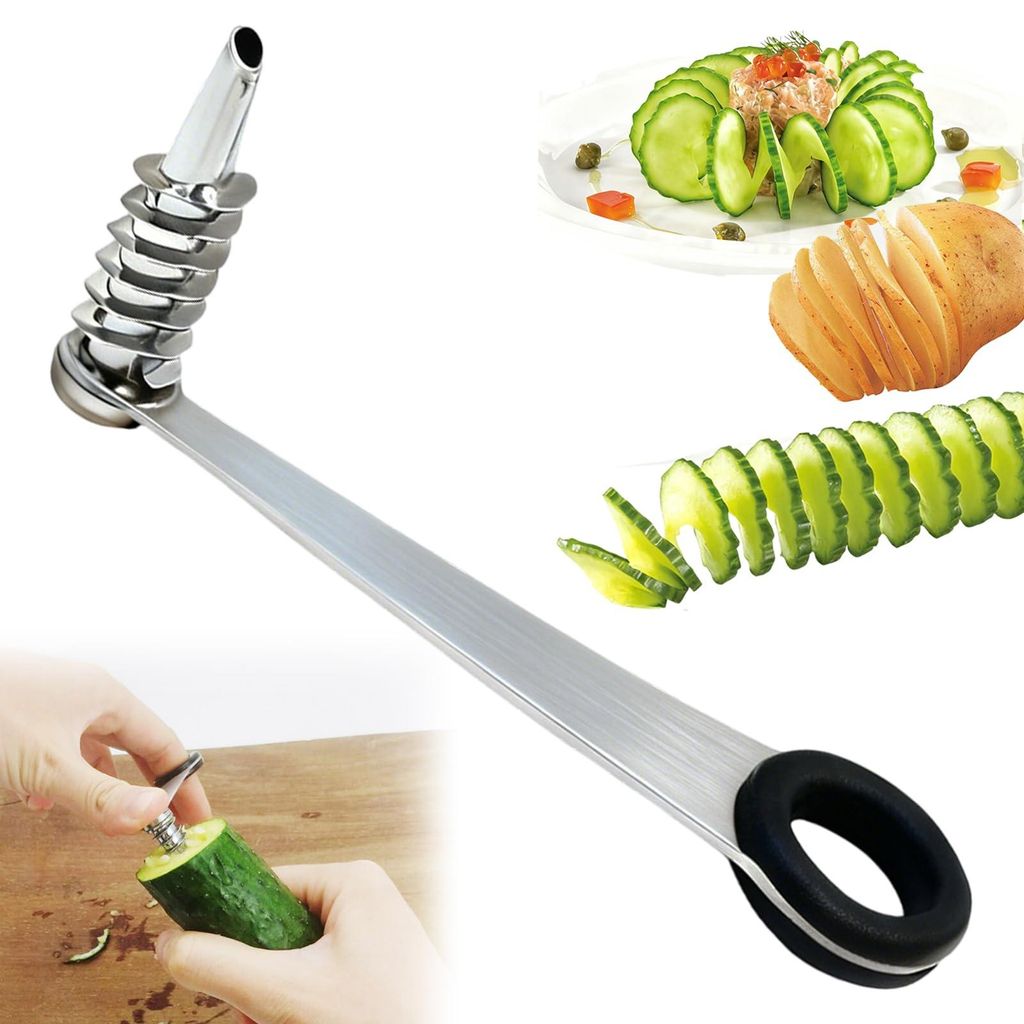 Spiralschneider Edelstahl für Gemüse und Kartoffel, Zucchini Spaghetti Schneider – Vielseitiger Spiralcutter für Obst und Gemüsezubereitung w...