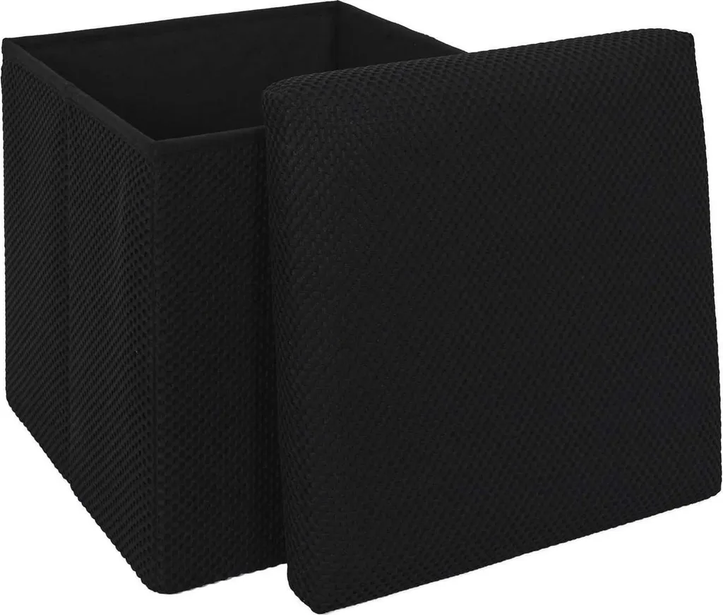 HowHomely Pouf Nero 38x38x38 cm - Sgabello Contenitore Elegante per Casa