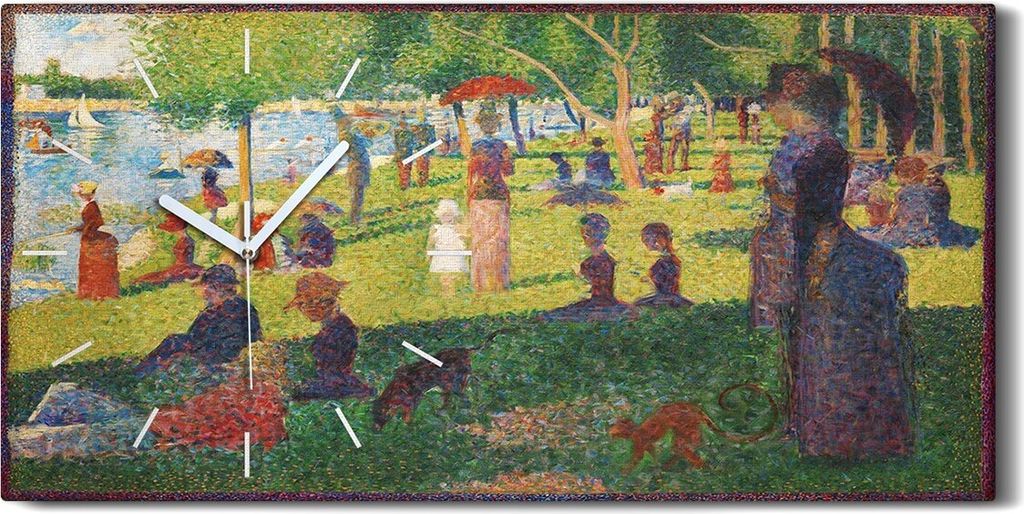 Dekor Leinwand Uhr Wandbilder 60x30 Studie für einen Sonntag auf La Grande Jatte - weiße Hände