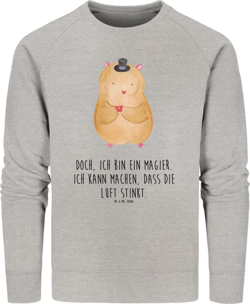 Mr. & Mrs. Panda Baumwoll Pullover Hamster Hut Größe M - Heather Grey - Geschenk, Magier, Zauberer, Sweatshirt, Zwerghamster, Lustige Sprüche, S...