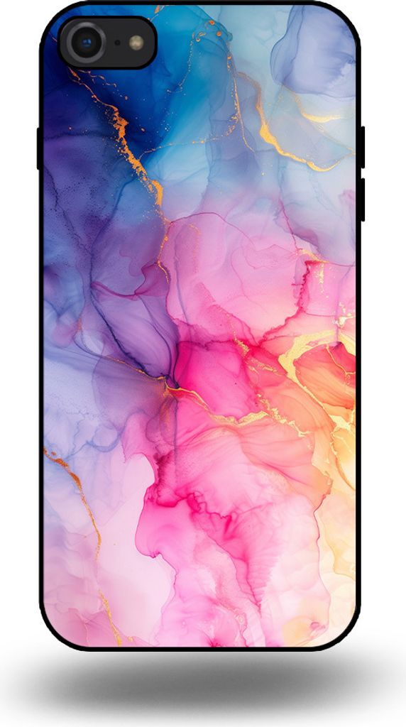 Smartphonica Handyhülle passend für iPhone SE(2020-2022) mit Marmordruck - TPU Schutzhülle Marmordesign - Regenbogen