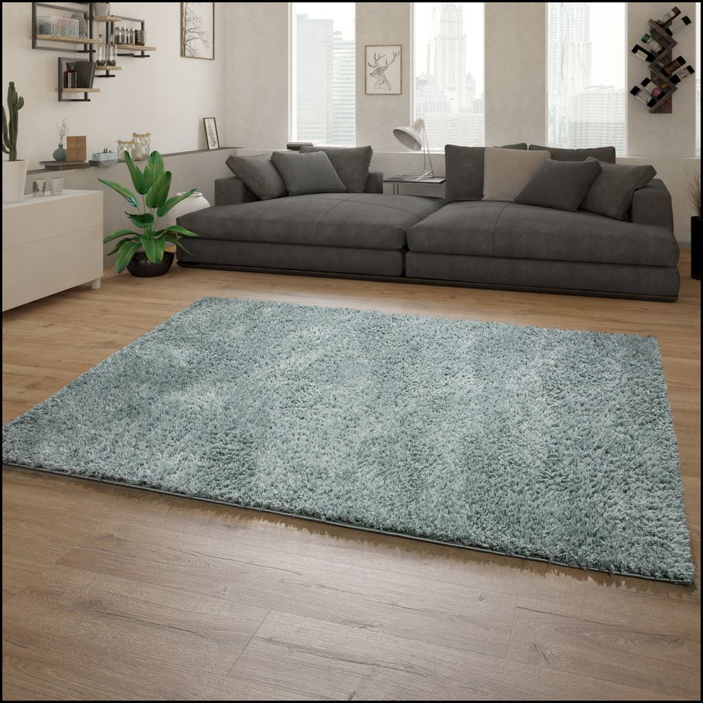 Hochflor Teppich, Weicher Moderner Wohnzimmer Shaggy in Flokati Optik, Einfarbig Grösse 120x160 cm