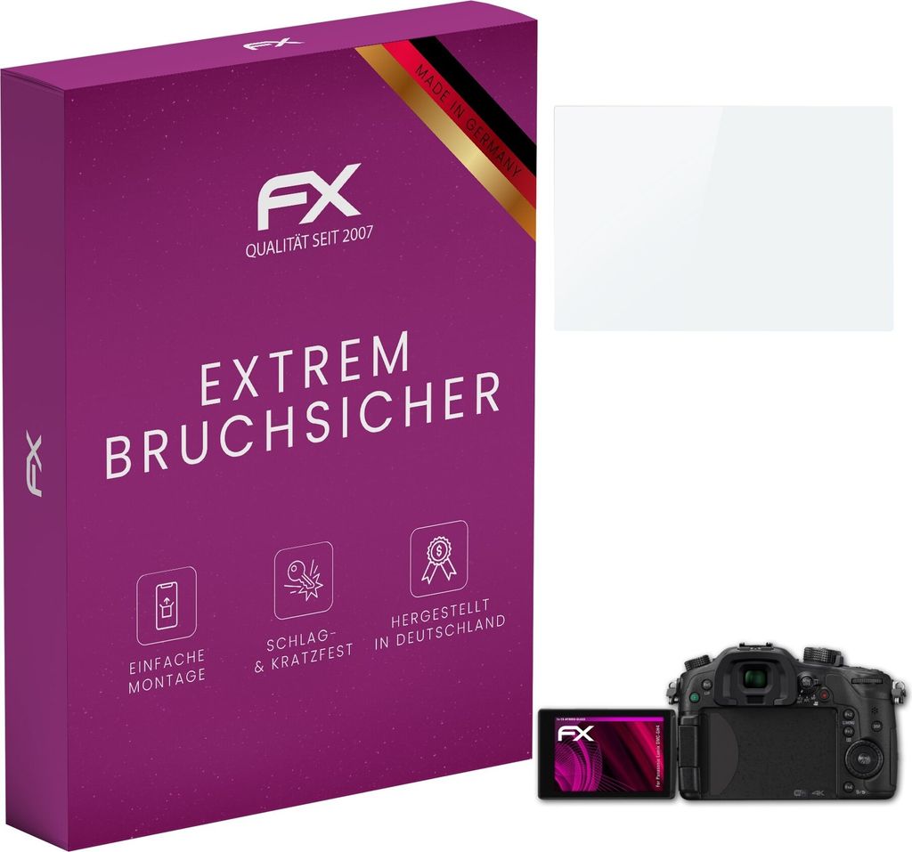 atFoliX FX-Hybrid-Glass Displayfolie kompatibel mit Panasonic Lumix DMC-GH4 Glasfolie