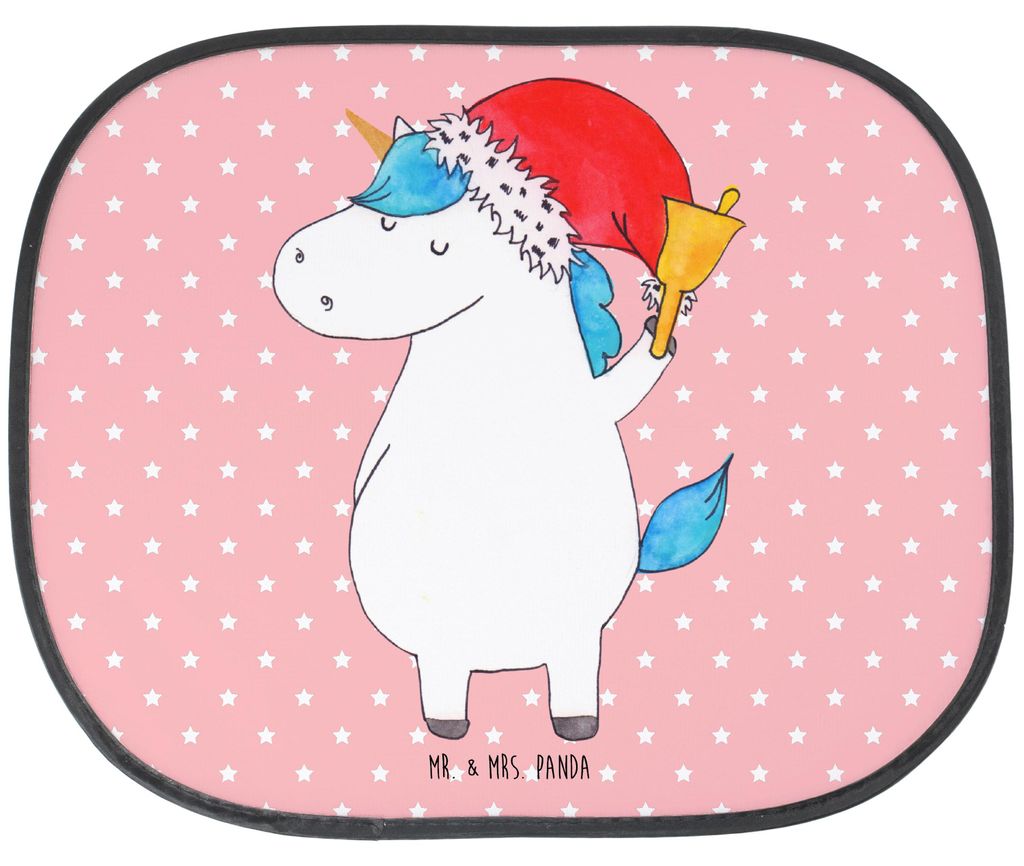 Mr. & Mrs. Panda Auto Sonnenblende Einhorn Weihnachtsmann - Rot Pastell - Geschenk, blendschutz, Einhörner, fenster sonnenschutz, autosonnenblende...