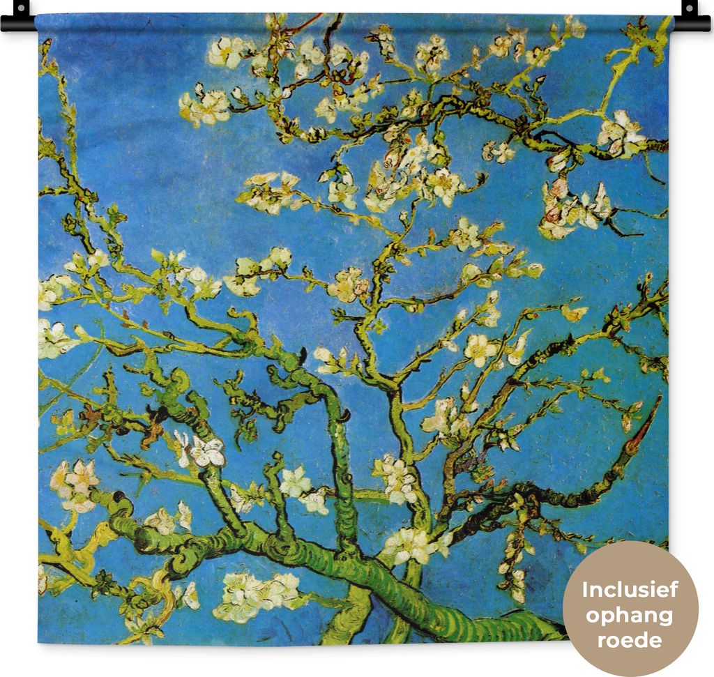 MuchoWow Wandteppich Wandbehang Mandelblüte - Vincent van Gogh 60x60 cm Tapisserie Dekoration Wandtuch - Dekorationen - Wand Decke