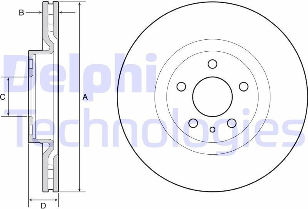 2x DELPHI Bremsscheibe BG4654C für FIAT 500L (351_ 352_) 43 3mm 284mm