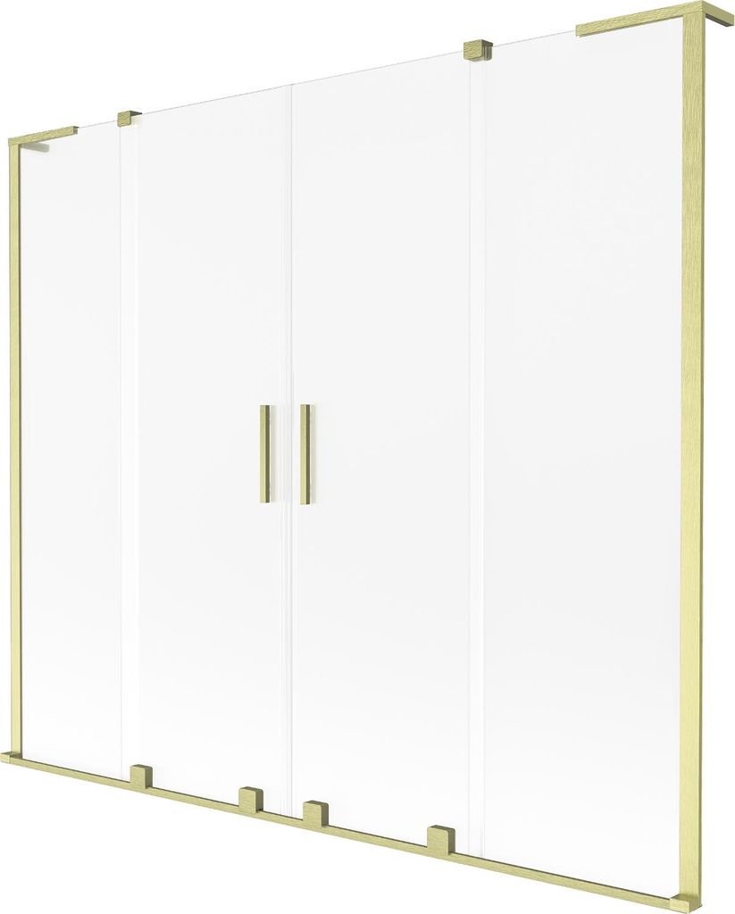 Mexen Velar L Duo Badewannenabtrennung, 2-flügelig, verschiebbar, 170 x 150 cm, Mattglas, gebürstetes Gold - 896-170-003-32-55