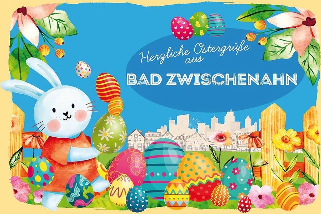 vianmo Holzschild 12x18 cm Ostergrüße BAD ZWISCHENHAHN