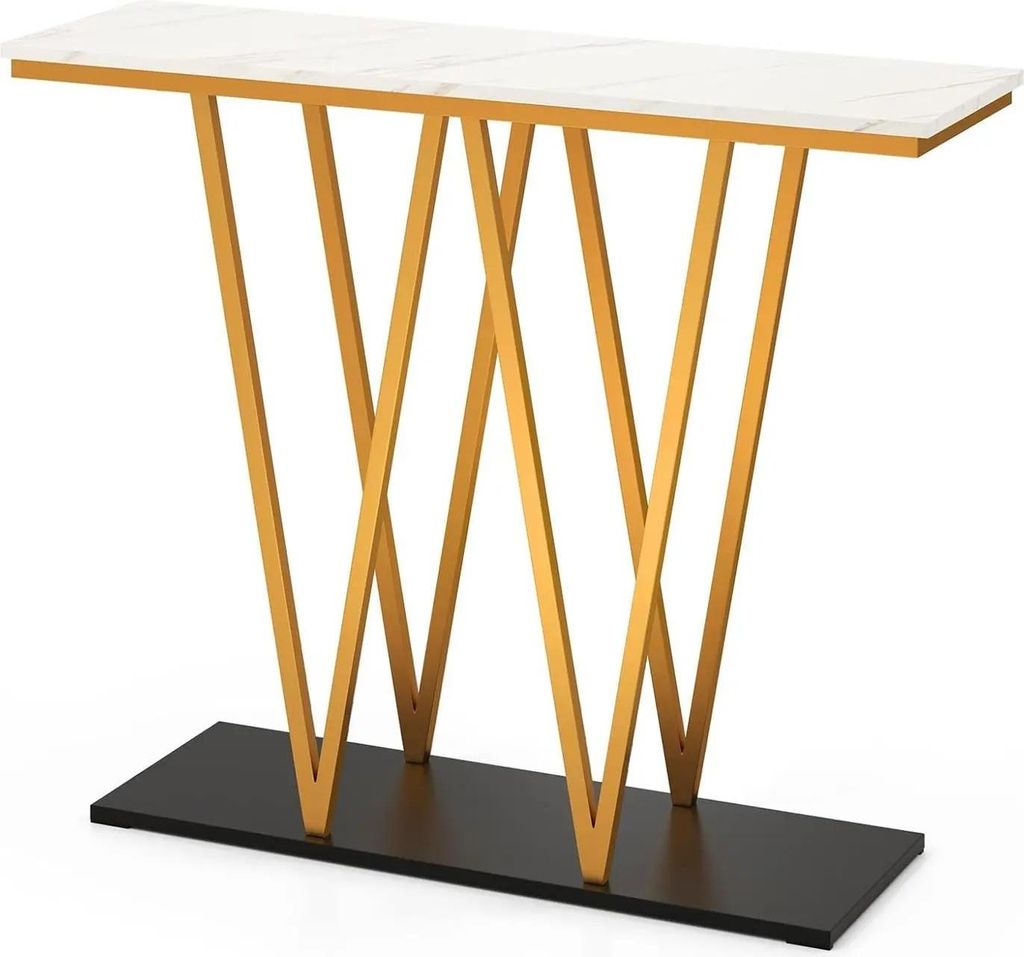 Konsolentisch - Flur-/Beistelltisch - Schmales Design - Holz - Für Flur/Diele/Wohnzimmer - Montage Erforderlich - Weiß