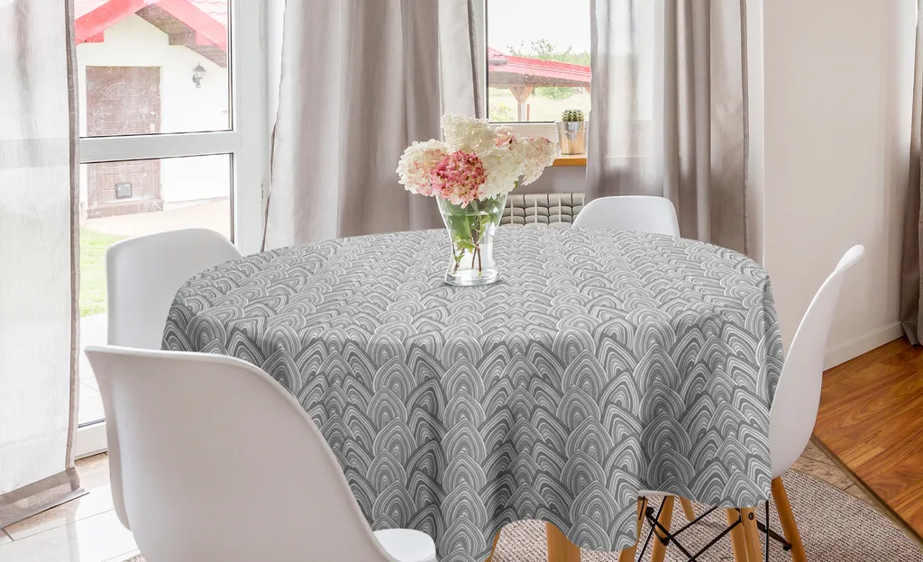 ABAKUHAUS Tovaglia Astratta Grigio Chiaro 150cm - Design Contemporaneo