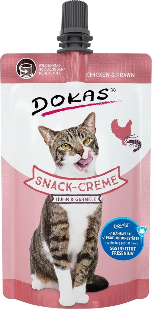 Dokas Snack-Creme Gatto Pollo e Gamberetti 14x90g | Multipack Risparmio