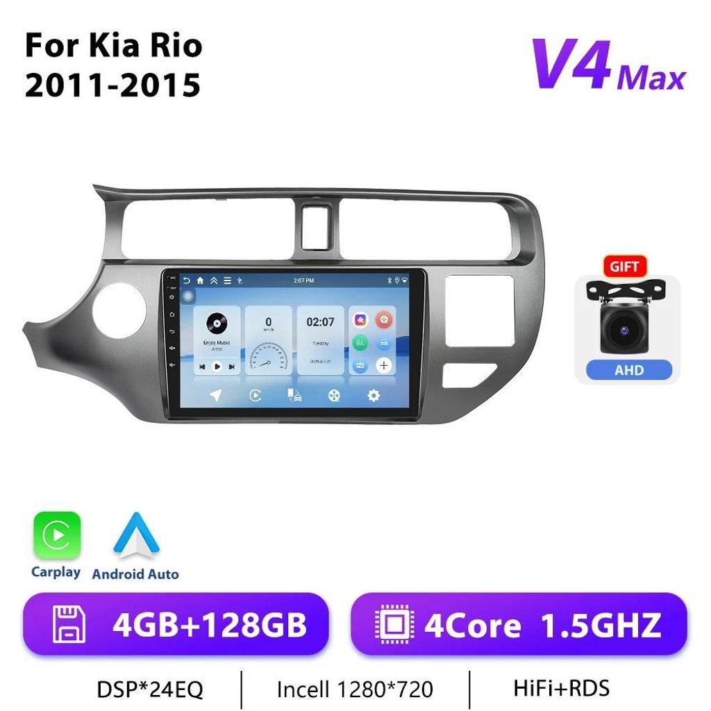 Für Kia Rio 2011–2015 - 2-DIN Android 13 Autoradio - 22,9 cm Touchscreen - 4G LTE - 128 GB Speicher - 1,5 GHz CPU - GPS DSP