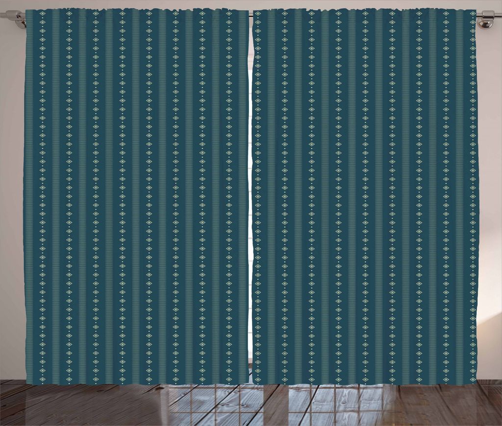 ABAKUHAUS Geometrisch Rustikaler Gardine, Vertikale Abstrakte Zeile, Schlafzimmer Kräuselband Vorhang mit Schlaufen und Haken, 280 x 245 cm, Dunkl...