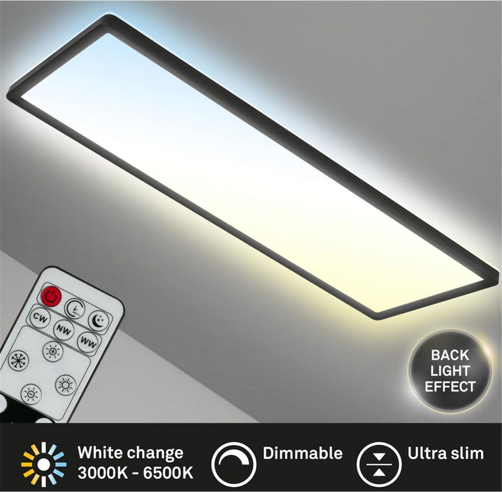 Panneau LED 24W noir Télécommande CCT Dimmable Plafonnier Image du produit 