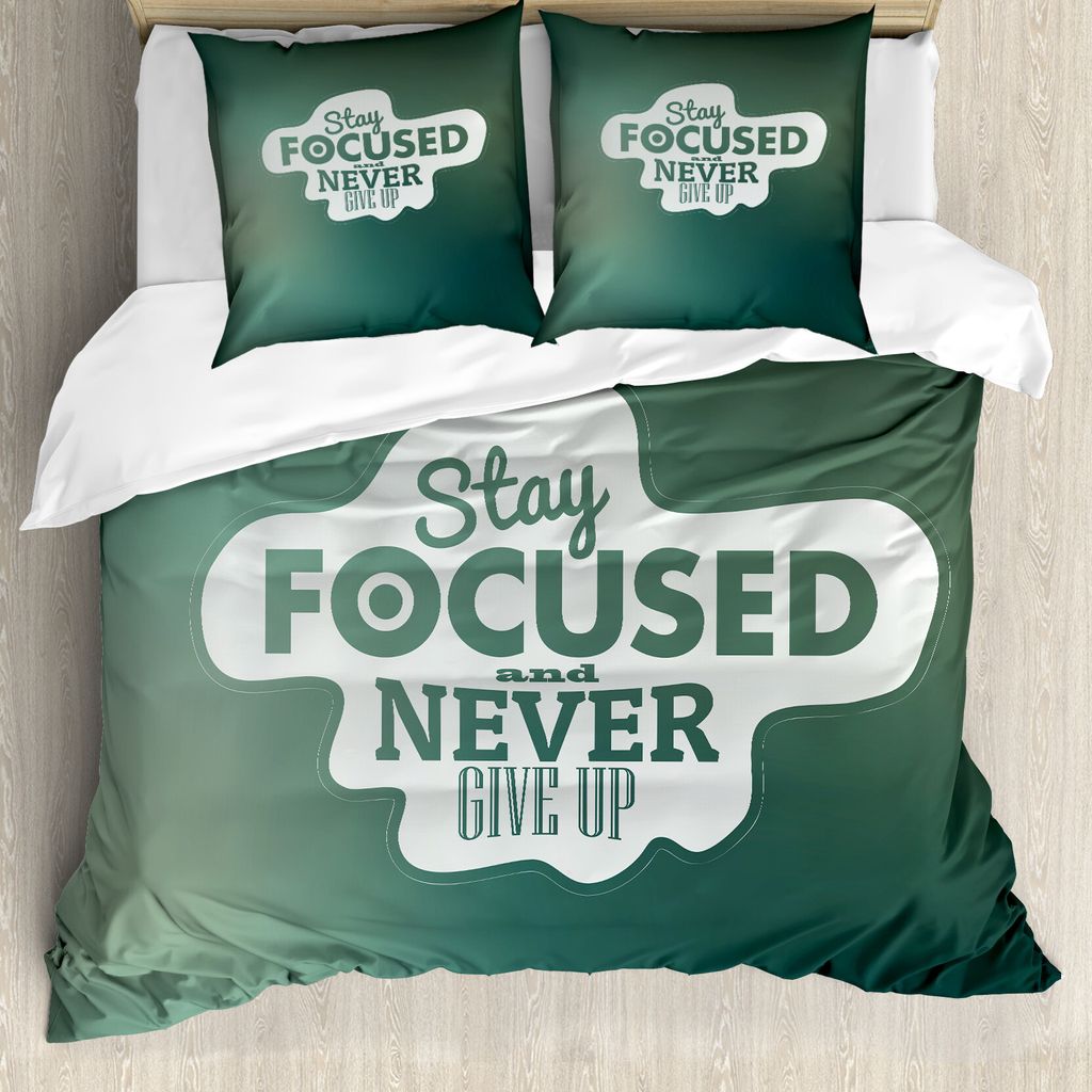 ABAKUHAUS motivational Bettbezug, Konzentrieren Sie Sich Wörter, Milbensicher Allergiker geeignet mit Kissenbezügen, 155 cm x 220 cm - 80 x 80 cm...