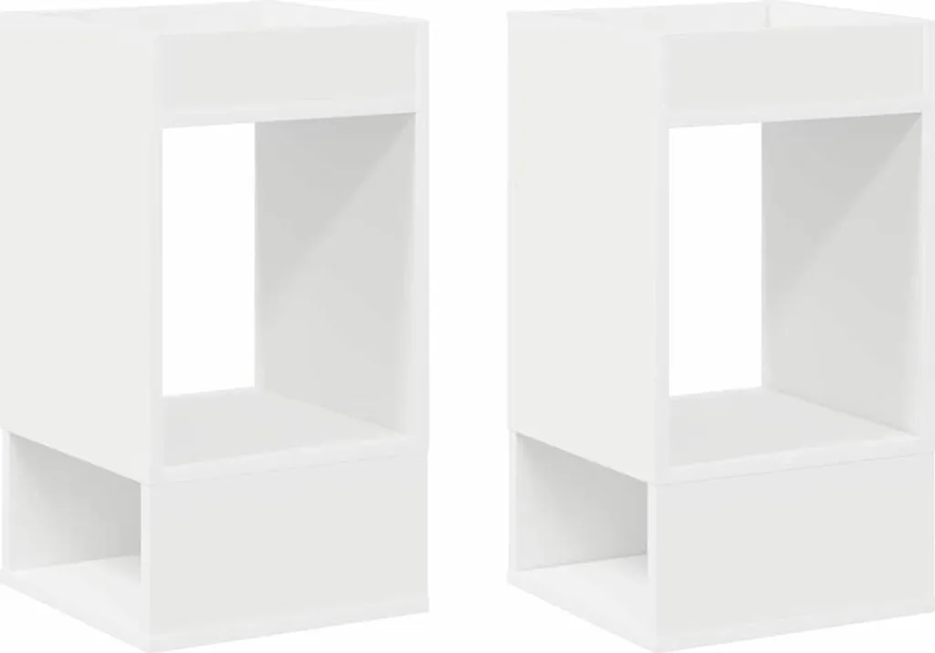 Set 2 Tavolini Quadrati Bianchi 30x30x56 cm | Salvaspazio Moderno
