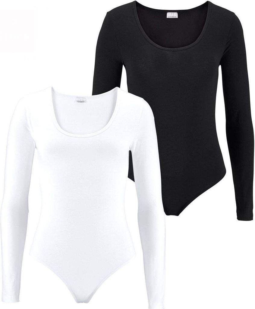 VIVANCE Langarmbody schwarz, weiß Größe 36/38 Produktbild 