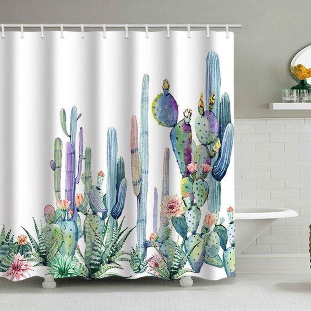Schimmelhemmendes Duschvorhang Grün Blumen 180cm
