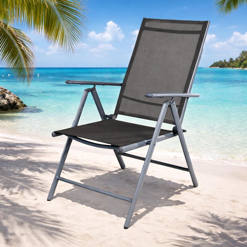 Chaise de jardin pliante à dossier haut Alu Textilène Image du produit 