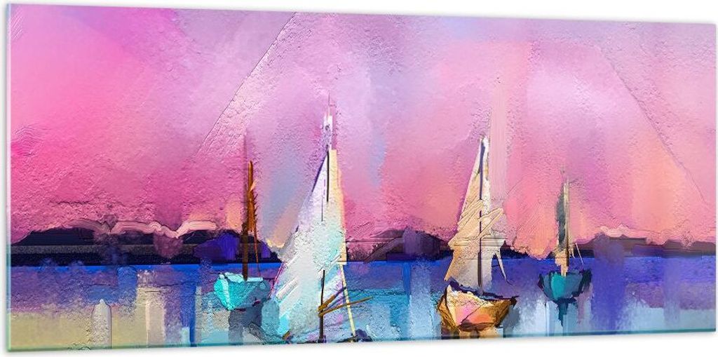 Bilder auf glas - Segelboot See - 120x50cm - Glasbilder - Produktbild 