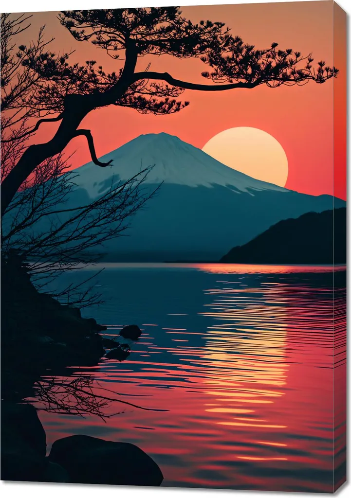 Décoration murale Montagne le soir 70x100 - Idéal pour salon et bureau