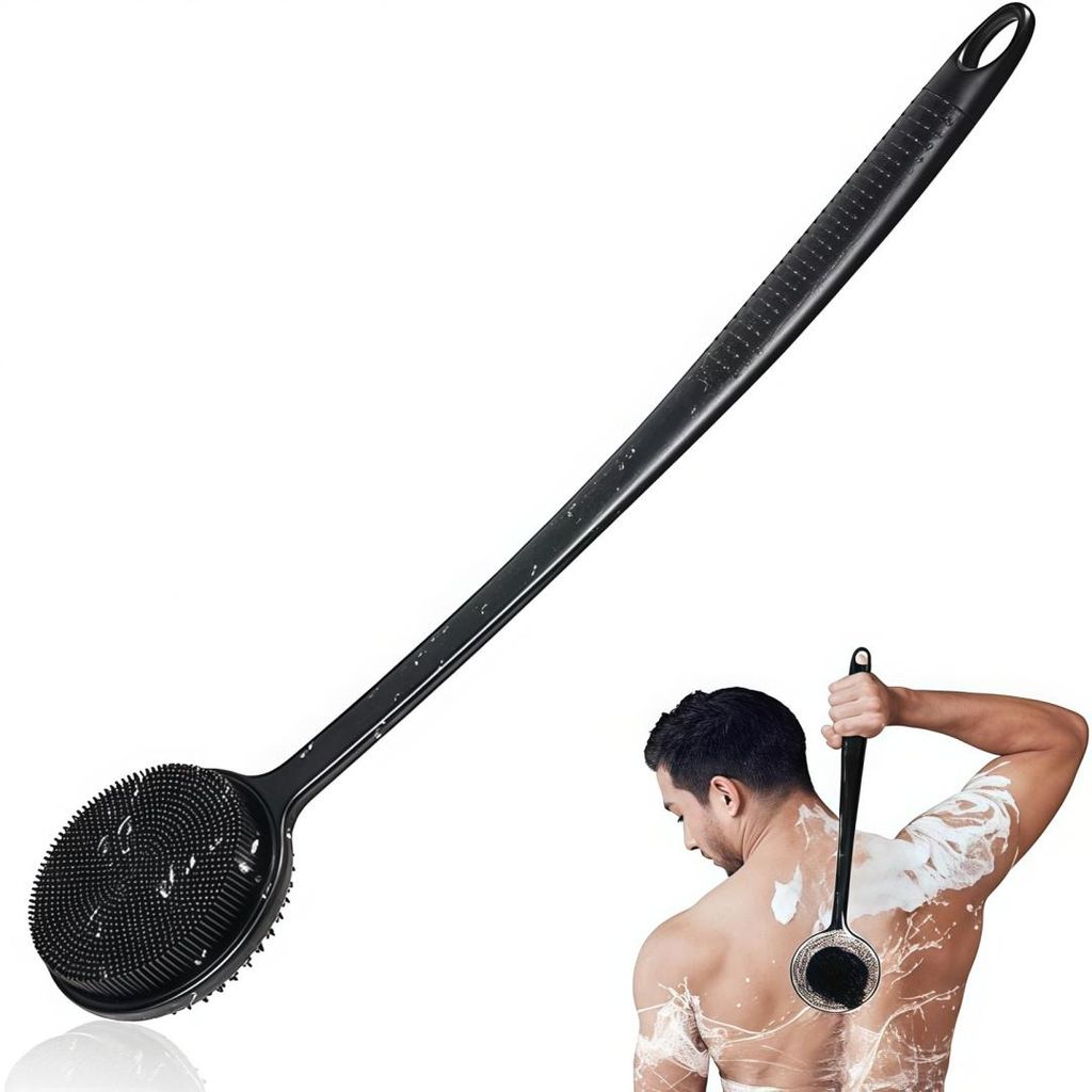 Rückenbürste, Silikon lange Griff Rückenbürste zum Peeling, Körperbürste, Duschbürste, Silikon Rücken-Peelingbürste, Massagebürste für d...