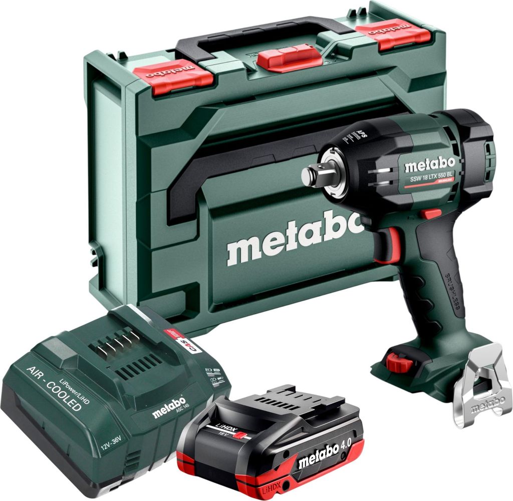 Metabo SSW 18 LTX 550 BL Akku Schlagschrauber 18 V 550 Nm Brushless + 1x LiHDX Akku 4,0 Ah + Ladegerät + metaBOX