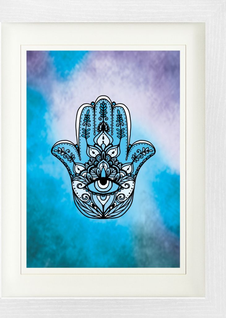 Spiritualität Gerahmtes Bild Mit Edlem Passepartout | Wand-Bilder | Im Bilderrahmen - Hamsa, Die Hand Der Fatima, Schutz Vor Dem Bösen (40 x 30 cm)