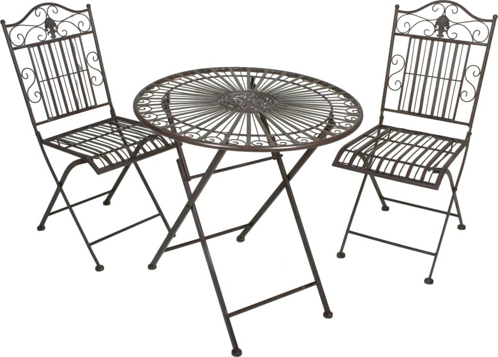 Balkonmöbel-Set TAMAS klappbar - Stahl, Schwarzbraun | Balkon-Set Gartenmöbel-Set Sitzgruppe für Balkon Balkonstuhl Balkontisch