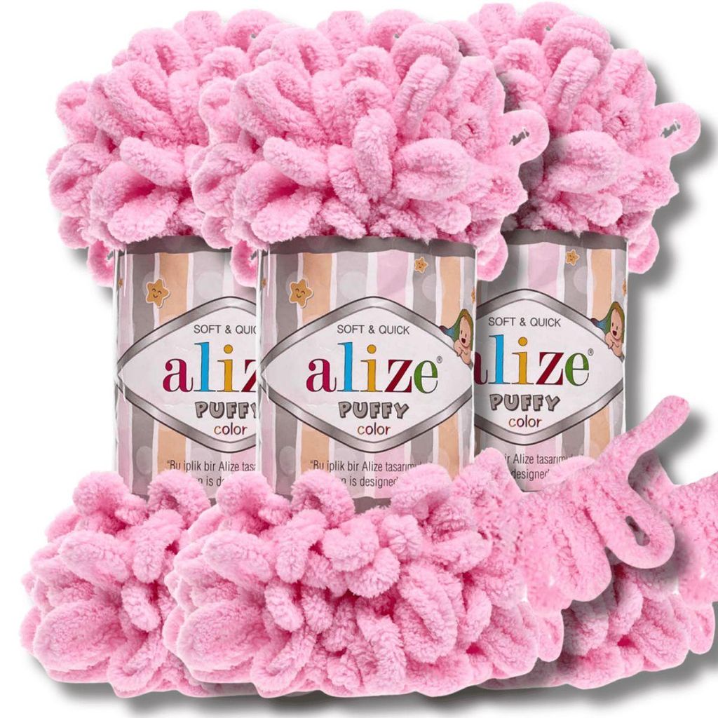 Alize 3x 100g Puffy garen, effen kleur, geschikt voor haken Productafbeelding 