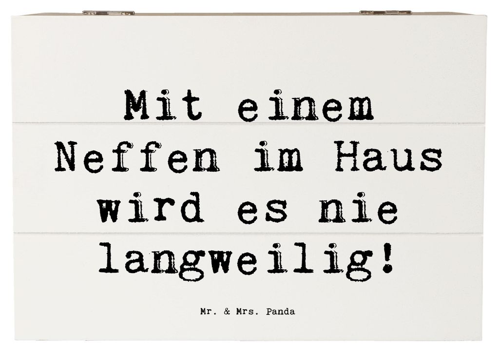 Mr. & Mrs. Panda Geschenkbox Spruch Neffe Spaß 22 x 15 cm - Weiß - Geschenk, Unterhaltung, Lebensfreude, fotobox, Erinnerungskiste, Schatzkiste, ...