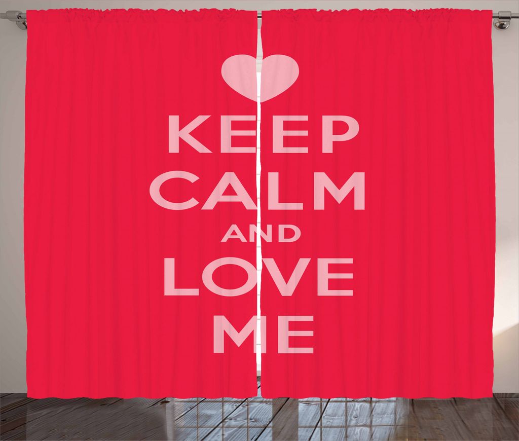 ABAKUHAUS Ruhe bewahren, ruhig bleiben Rustikaler Vorhang, Love Me Romantic Text, Wohnzimmer Universalband Gardinen mit Schlaufen und Haken, 280 x ...