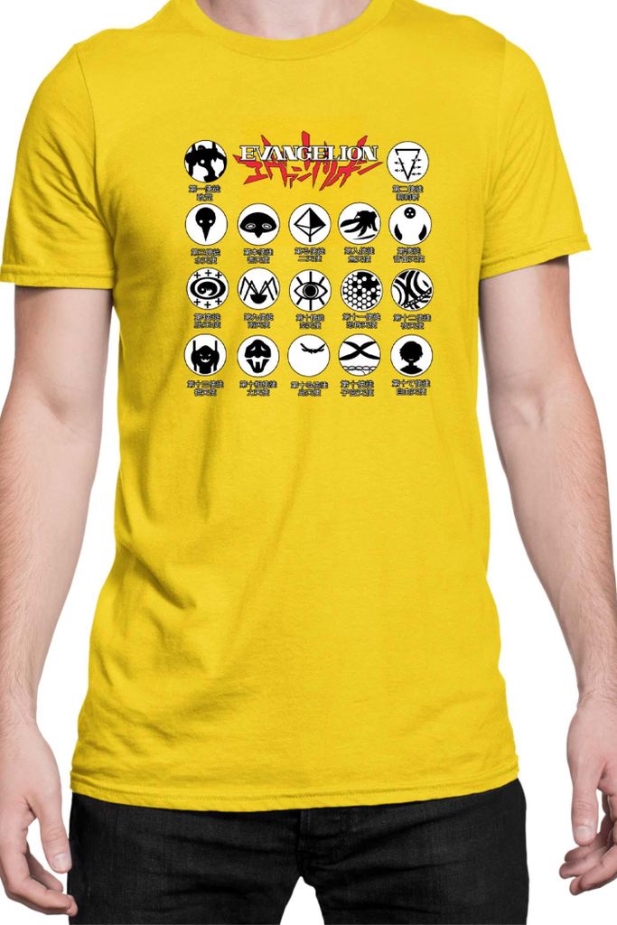 Herren T-Shirt Japan Manga Anime Comics Animation Neon Anime Genesis Angels Organisation, Man 2XL / Gelb