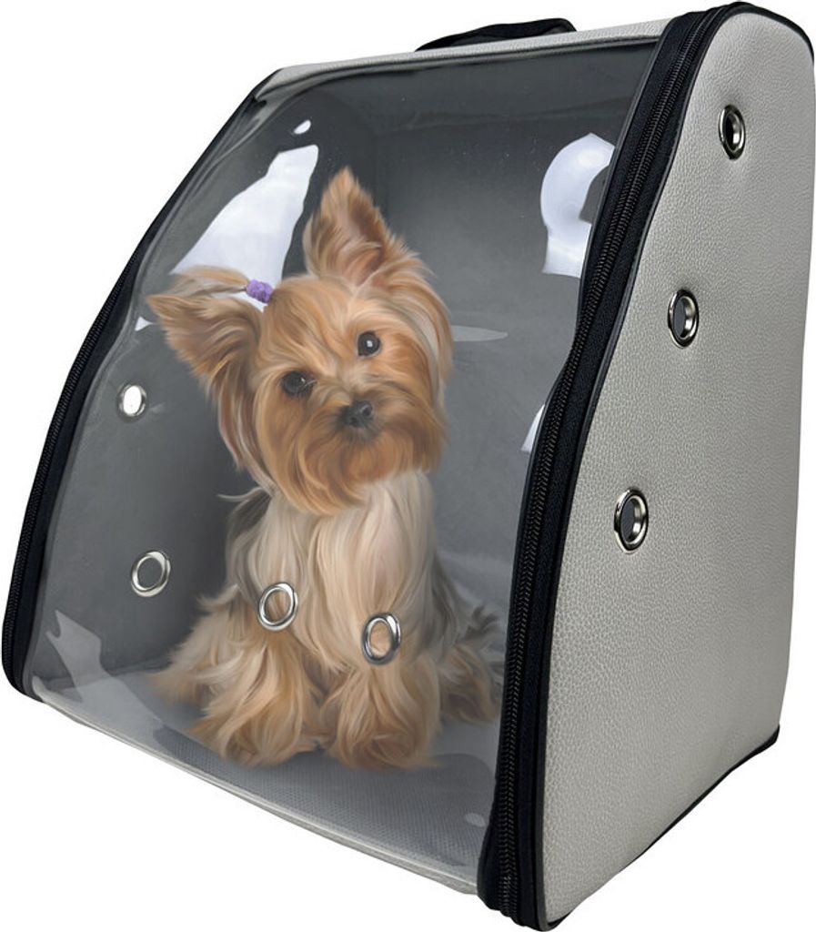 EVE Textile Hunderucksack Katzenrucksack Haustierrucksack 42x35x27 cm Hellgrau Hundetasche Rucksack Atmungsaktiv zugelassen von Fluggesellschaften