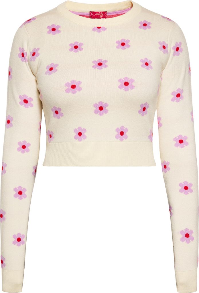 SWIRLY damen pullover - creme lila rot, M