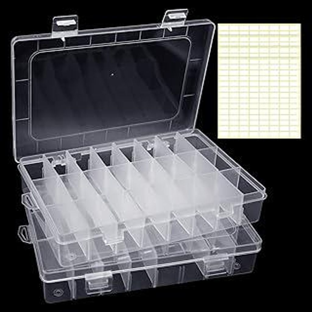 Piuluvor2 STK 24 Fächer Sortierboxen für Kleinteile Aufbewahrungsbox Kleinteile mit Verstellbaren, Trennwänden Kunststoff Transparente Sortierbo...