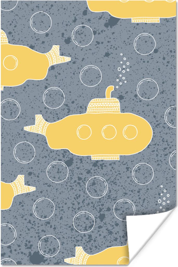 MuchoWow Poster U-Boot - Blase - Muster 60x90 cm - Wanddekoration