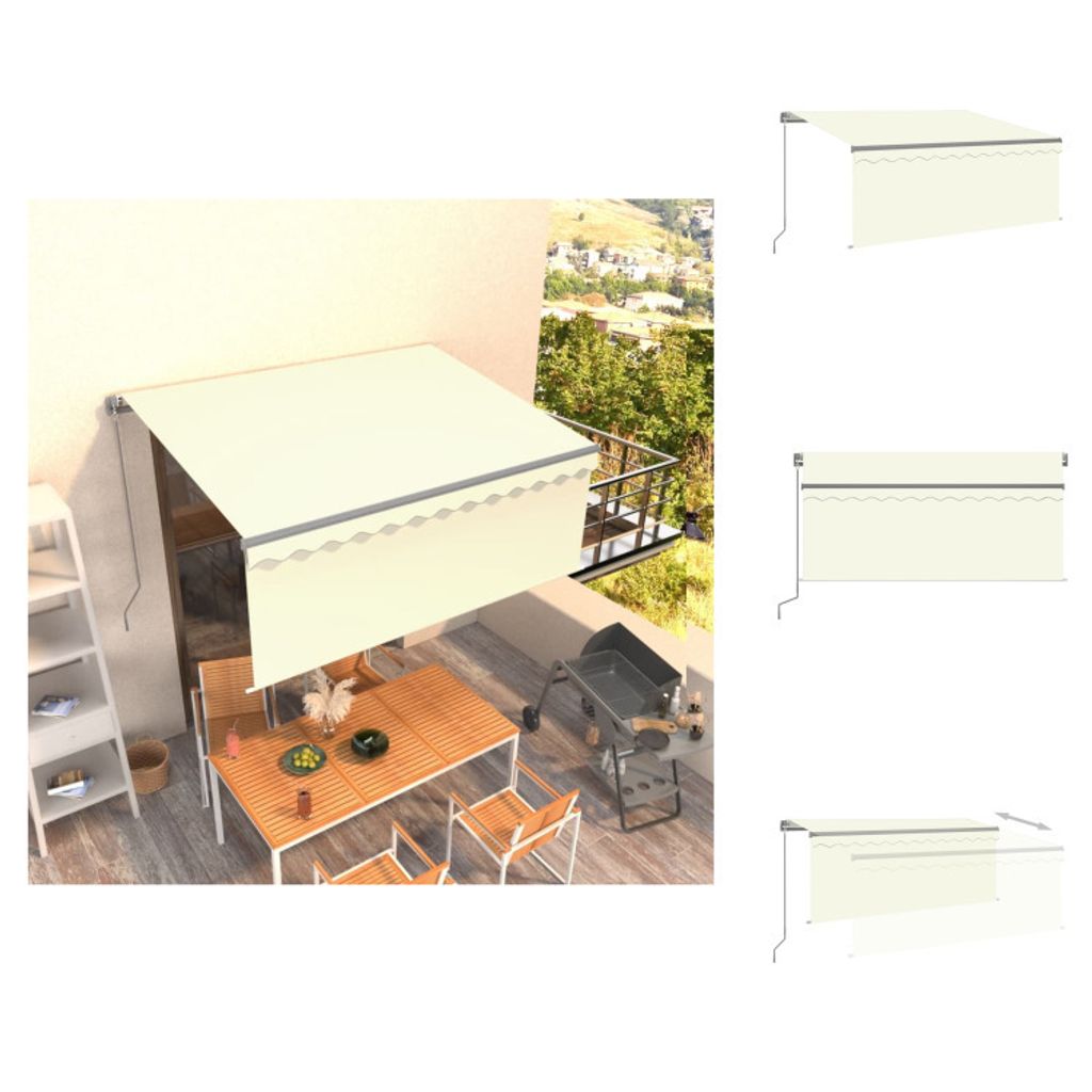 vidaXL Markise Manuell Einziehbar mit Rollo 3x2,5 m Creme - Markisen