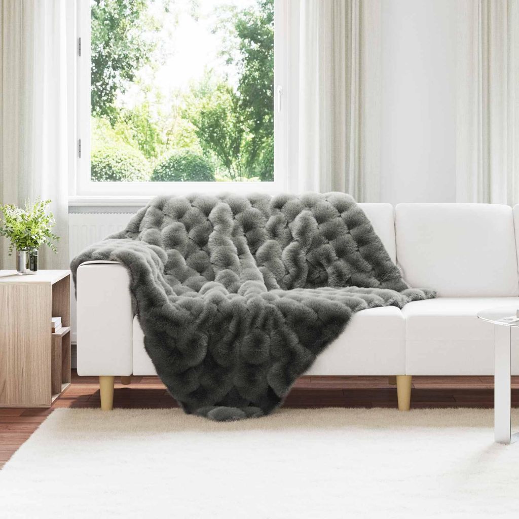 "Schlussverkauf" Kunstfell Kaninchenfell Decke Olite 4 Stück - Einfache Pflege - Dunkelgrau Polyester C8680