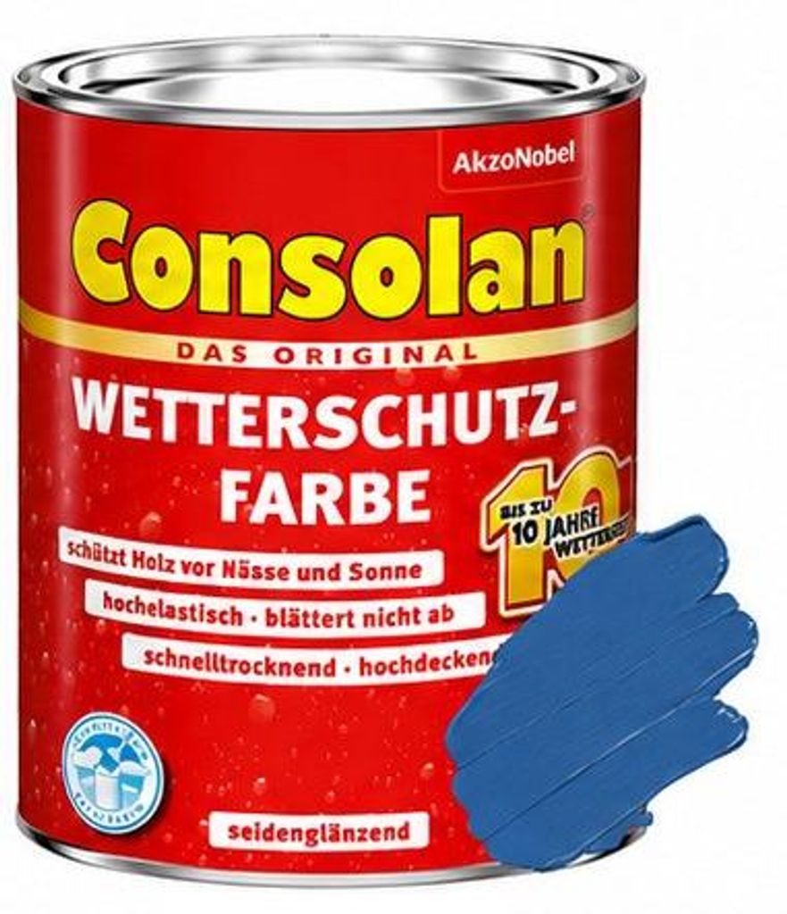 Consolan Wetterschutz-Farbe 0,75 L sommerblau Produktbild 