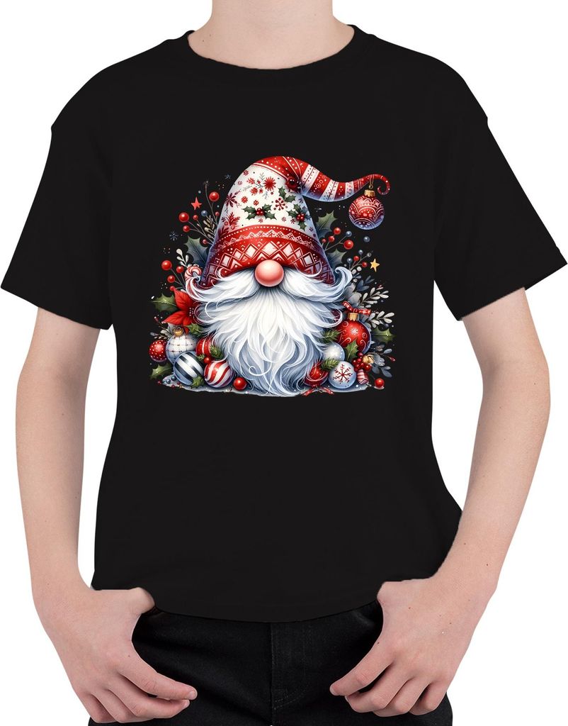 Weihnachtswichtel Skandinavien Hut Geschenkidee Zwerg Gnom Wichtel Uni Kinder T-Shirt, Schwarz, 104