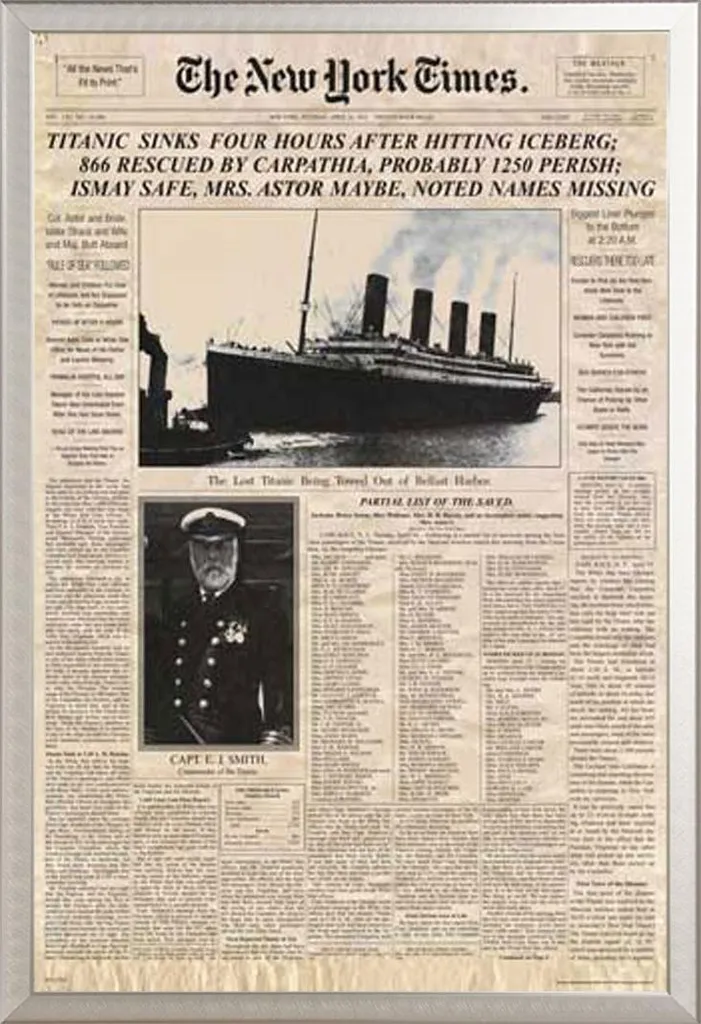 Affiche Titanic encadrée format Maxi pour décoration murale rétro