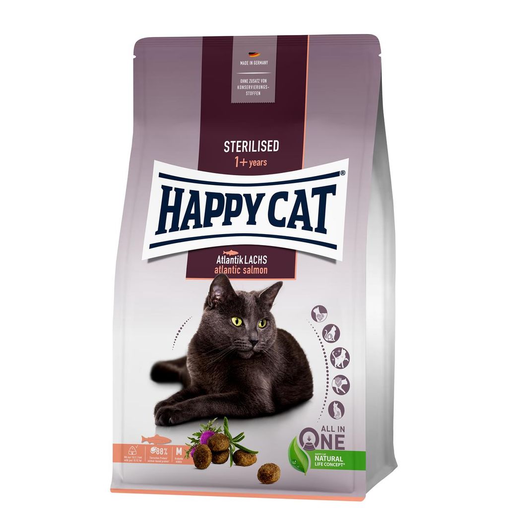 Happy Cat Trockenfutter Sterilised Adult Atlantik Lachs 1,3kg
