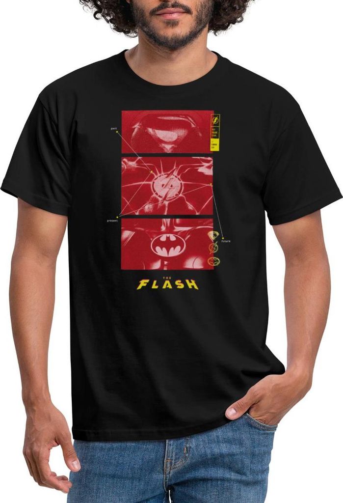 Spreadshirt The Flash Anzüge Supergirl Flash Batman Mit Logos Männer T-Shirt, XXL, Schwarz
